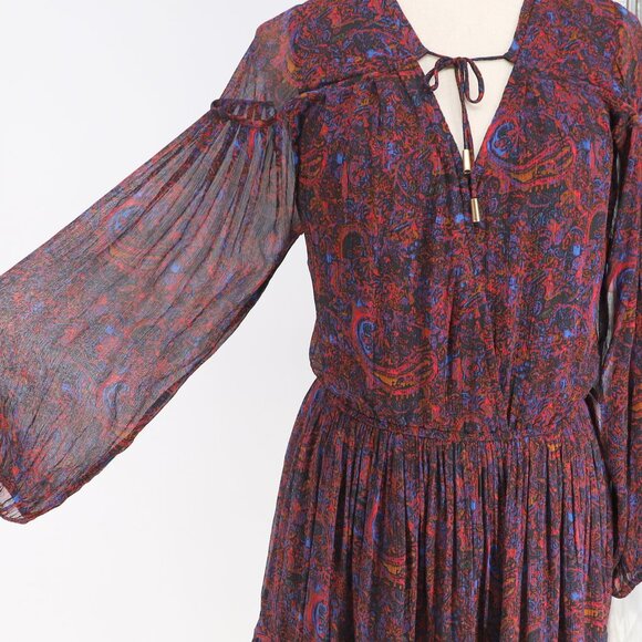 CLEOBELLA Nisha Mini Dress Paisley Lightweight Viscose Chiffon Size M - Picture 8 of 9